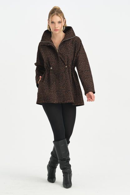 LEOPAR DESENLİ TASARIM TRENÇ