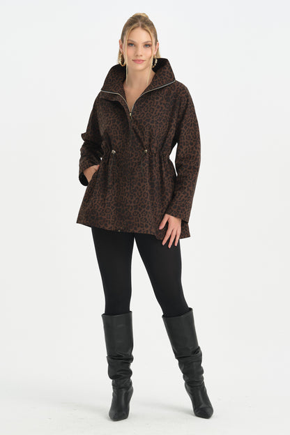 LEOPAR DESENLİ TASARIM TRENÇ